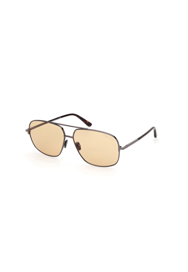 Tom Ford METALLO - Sunglasses - grigio antracite lucido-marrone