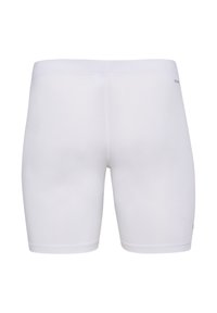 Vita atletiska shorts i mjukt, stretchigt tyg. Har en figurnära design och platta sömmar för komfort. Minimal varumärkesdetalj.