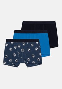 Tri par pajkic bokseric: mornarsko z blue s potiskom nogometnih žogic, enobarvno modro in enobarvno temno mornarsko; mehak material z elastičnimi pasovi.