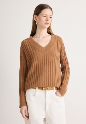 V NECK - Strickpullover - whiskey brown
