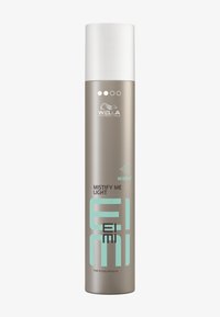 Haarspray in einer zylindrischen Metallflasche mit einem weißen Deckel. Das Etikett verfügt über türkisfarbene und schwarze Schrift. Auffälliges Logo von Wella Professionals.