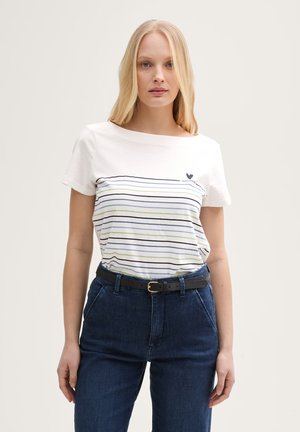 MIT STREIFENMUSTER - T-Shirt print - whisper white