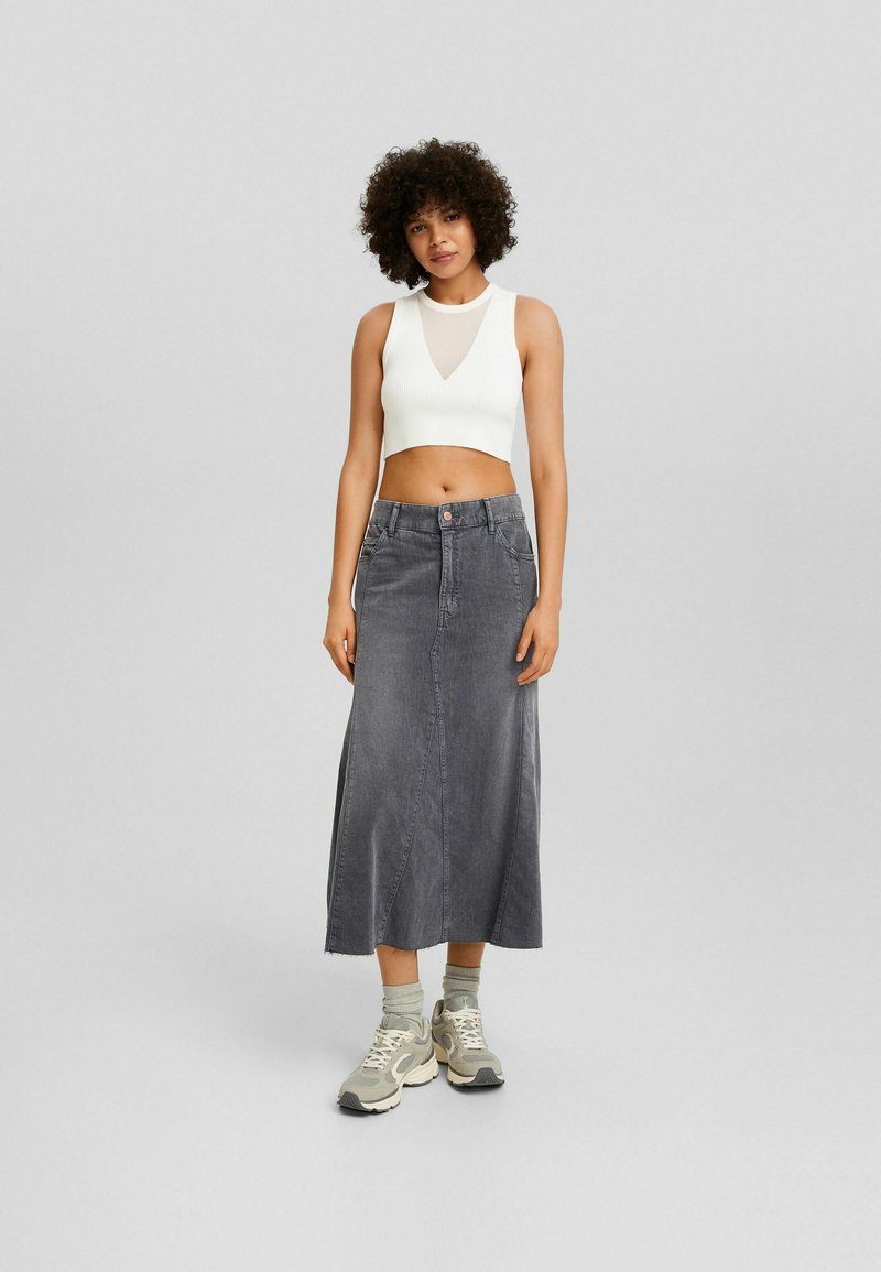 Bershka Jeansrok donkergrijs