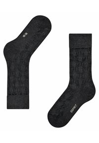 Czarne skarpetki z teksturowanym wzorem, o długości do połowy łydki, z elastycznym, prążkowanym mankietem i logo na podeszwie. Miękka, dzianinowa tkanina.