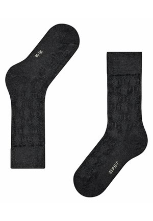 Czarne skarpetki z teksturowanym wzorem, o długości do połowy łydki, z elastycznym, prążkowanym mankietem i logo na podeszwie. Miękka, dzianinowa tkanina.