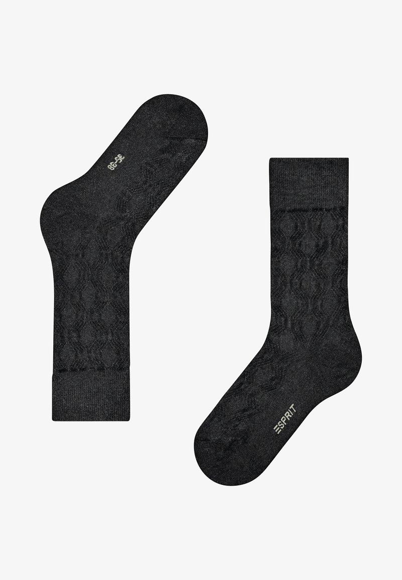 Czarne skarpetki z teksturowanym wzorem, o długości do połowy łydki, z elastycznym, prążkowanym mankietem i logo na podeszwie. Miękka, dzianinowa tkanina.