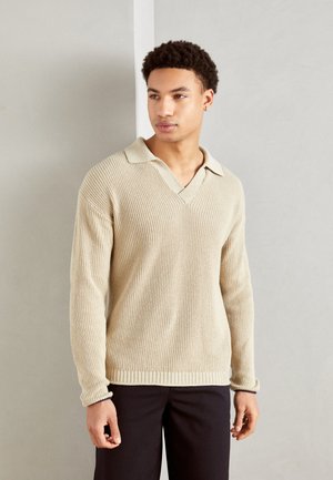 LONG-SLEEVED POLO - Jumper - pebble