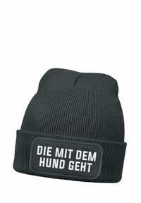 MoonWorks PATCH SPRUCH DIE MIT DEM HUND GEHT LUSTIG - Beanie - dunkelgrau