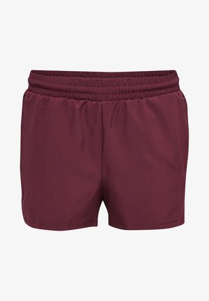 Burgunderfarbene Sportshorts mit einem elastischen Bund, glatter Textur und einer lockeren Passform. Seitentaschen sind enthalten.