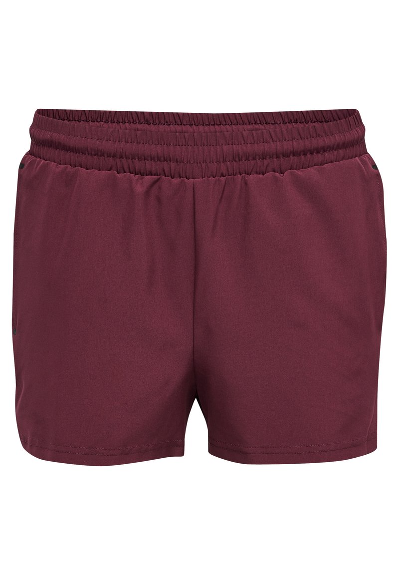 Bordeaux sportshorts met een elastische tailleband, een zachte textuur en een comfortabele pasvorm. Er zijn zijzakken inbegrepen.