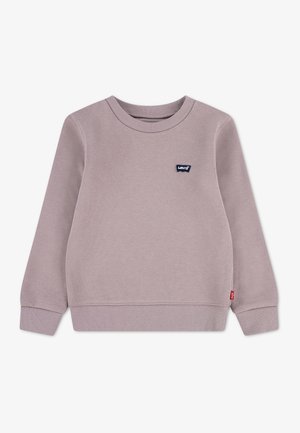 Sweat-shirt violet clair à manches longues avec col rond, poignets et base côtelés, avec un petit logo Levi's sur la poitrine et sur le côté.
