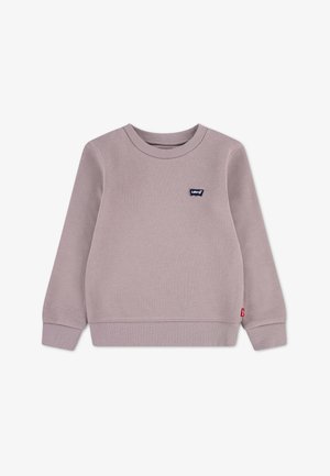 Sweat-shirt violet clair à manches longues avec col rond, poignets et base côtelés, avec un petit logo Levi's sur la poitrine et sur le côté.