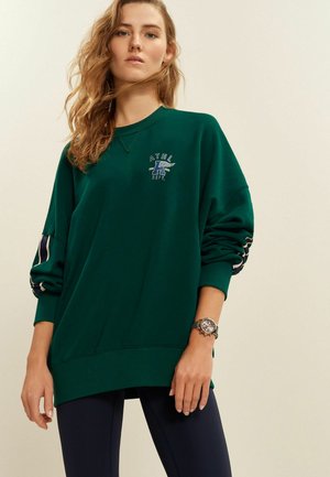 SIDE STRIPE GRAPHIC CREW NECK  - Mikina - green