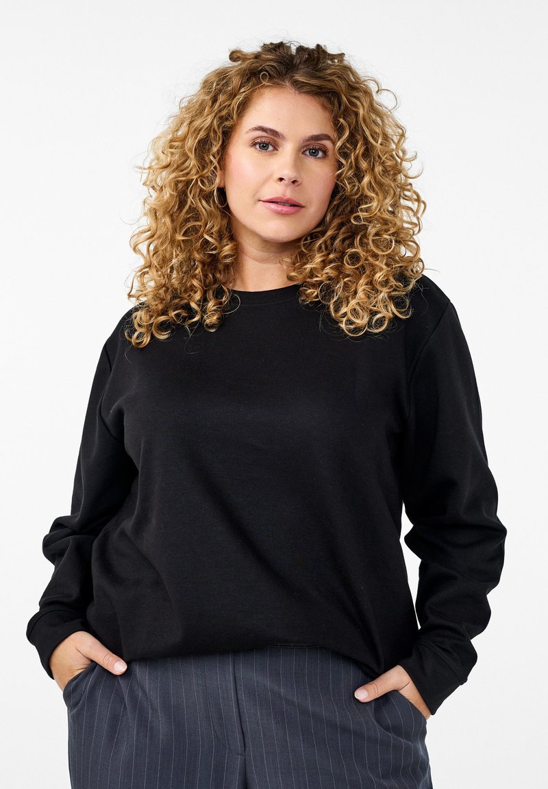 Zizzi FLASH-MIT RUNDHALSAUSSCHNITT - Sweatshirt - black