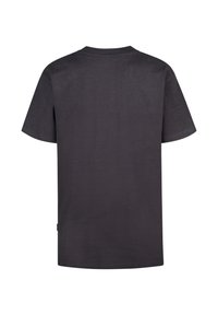 Zwarte katoenen T-shirt met korte mouwen, een ronde hals en een effen ontwerp. Heeft een klein label aan de onderzijde.