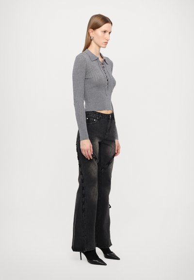 Feng Chen Wang LACE UP HENLEY - Pullover - gray