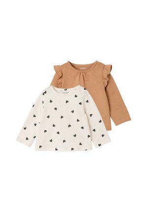 Vertbaudet, VERTBAUDET 2ER-PACK BABY LANGARMSHIRTS BASIC, PRINT & UNI MIT VOLANTS - Long sleeved top - hellbraun