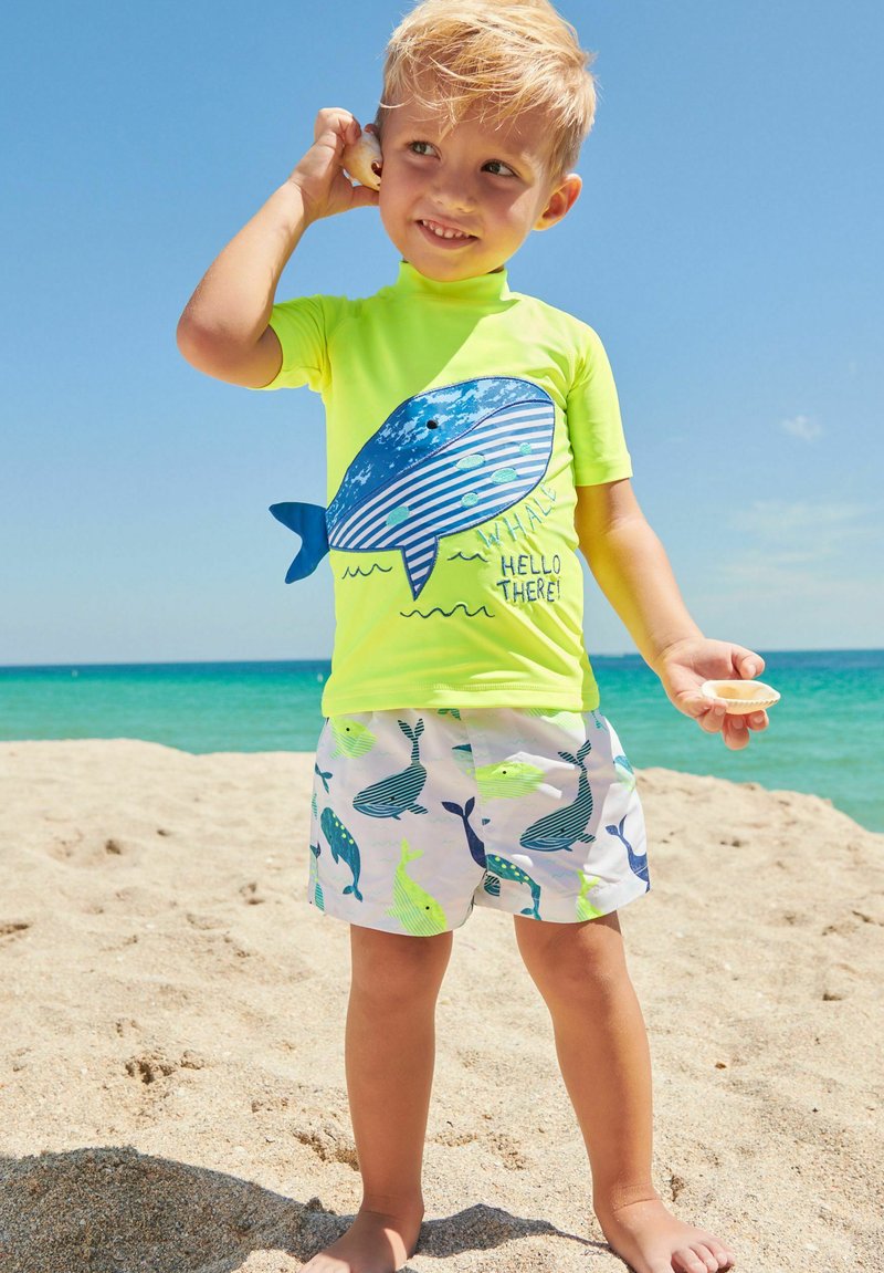 Next 2PIECE RASH VEST AND SHORTS SET Badeanzug fluro yellow whale