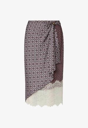LIU JO, LIU JO MIDI SKIRT WITH LACE DETAILS - Φούστα παρεό - dark red