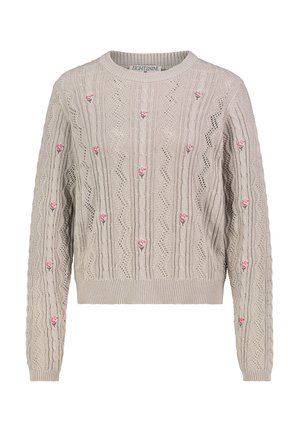 MIT KLEINER STICKEREI - Strickpullover - beige