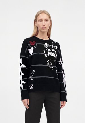 Pinko, NUOVA ANDROS CORDONETTO - Пуловер - black/grey/white