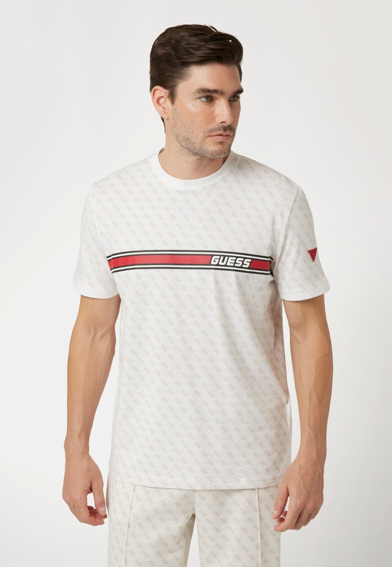 Guess - LOGO ALL OVER - Marškinėliai su spaudiniu - weiß, Padidinti