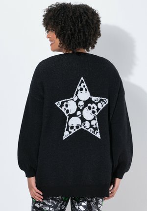 LEO-TOTENKOPF AUF DEM RÜCKEN OFFENE FORM - Cardigan - black