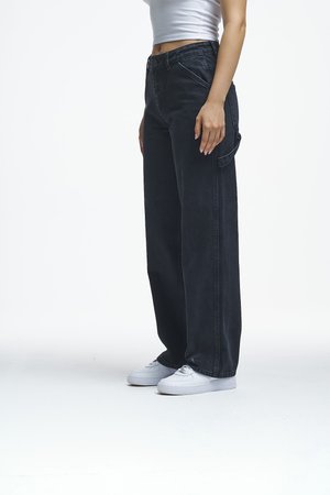 ANELA WORKER BAGGY - Jeans Relaxed Fit - black