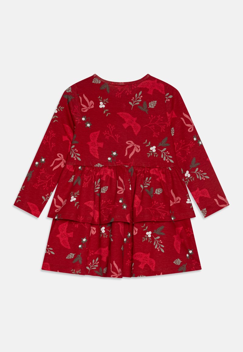 open lace back dress Rosie Assoulin Long Peplum Dress | Red/Print | Size 8