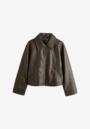 Next, FAUX LEATHER JACKET - Faux leather jacket - olive green