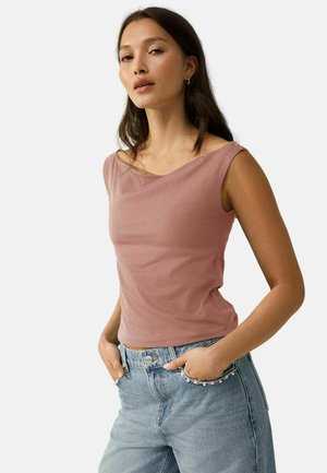 REGULAR FIT - OPEN NECK  - Top - mocha brown