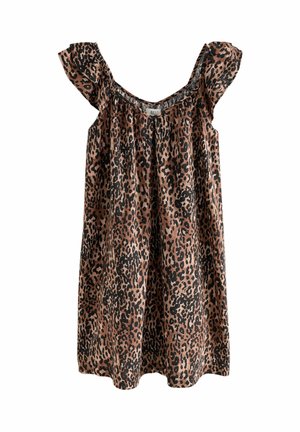 PETITE FIT - RUFFLE SLEEVE  - Vapaa-ajan mekko - animal leopard print