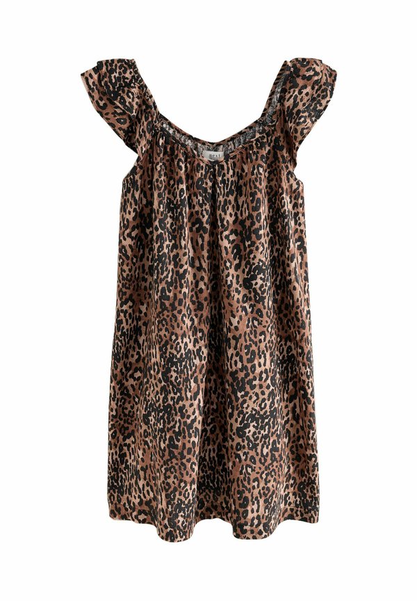 PETITE FIT - RUFFLE SLEEVE  - Freizeitkleid - animal leopard print