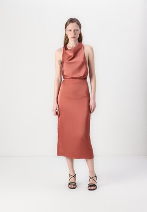 SOLANGE OPEN BACK HALTER NECK - Iltapuku - terracotta