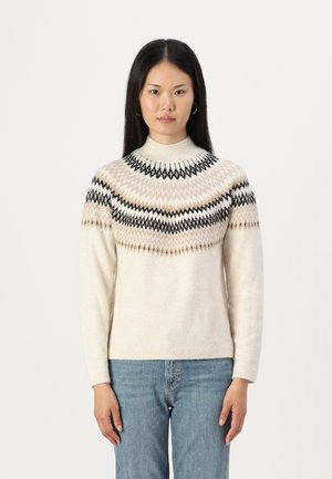 ONLY ONLAMELIA HIGH NECK  - Džemper - birch/toasted coco/black/humus/frosted almond