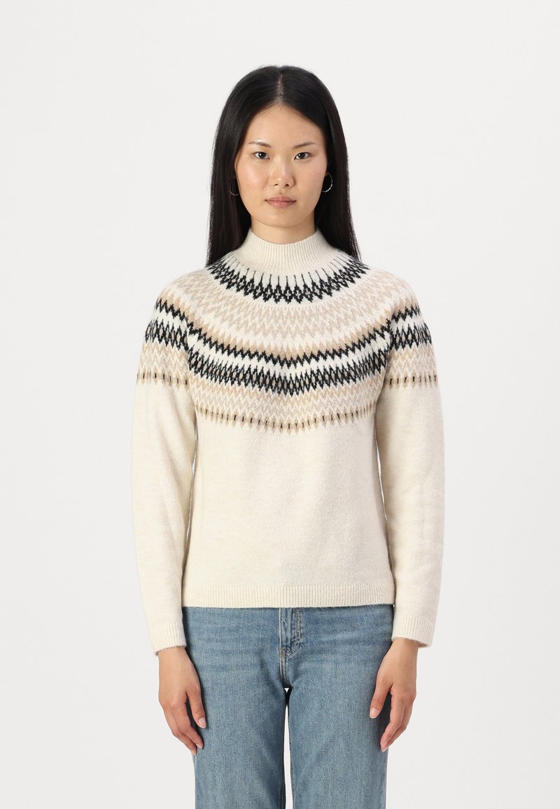 ONLY ONLAMELIA HIGH NECK - Maglione - birch/toasted coco/black/humus/frosted almond