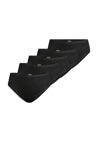 Schwarze Baumwollunterwäsche im Fünferpack, mit glatter Textur, elastischem Bund und klassischem Slip-Design.