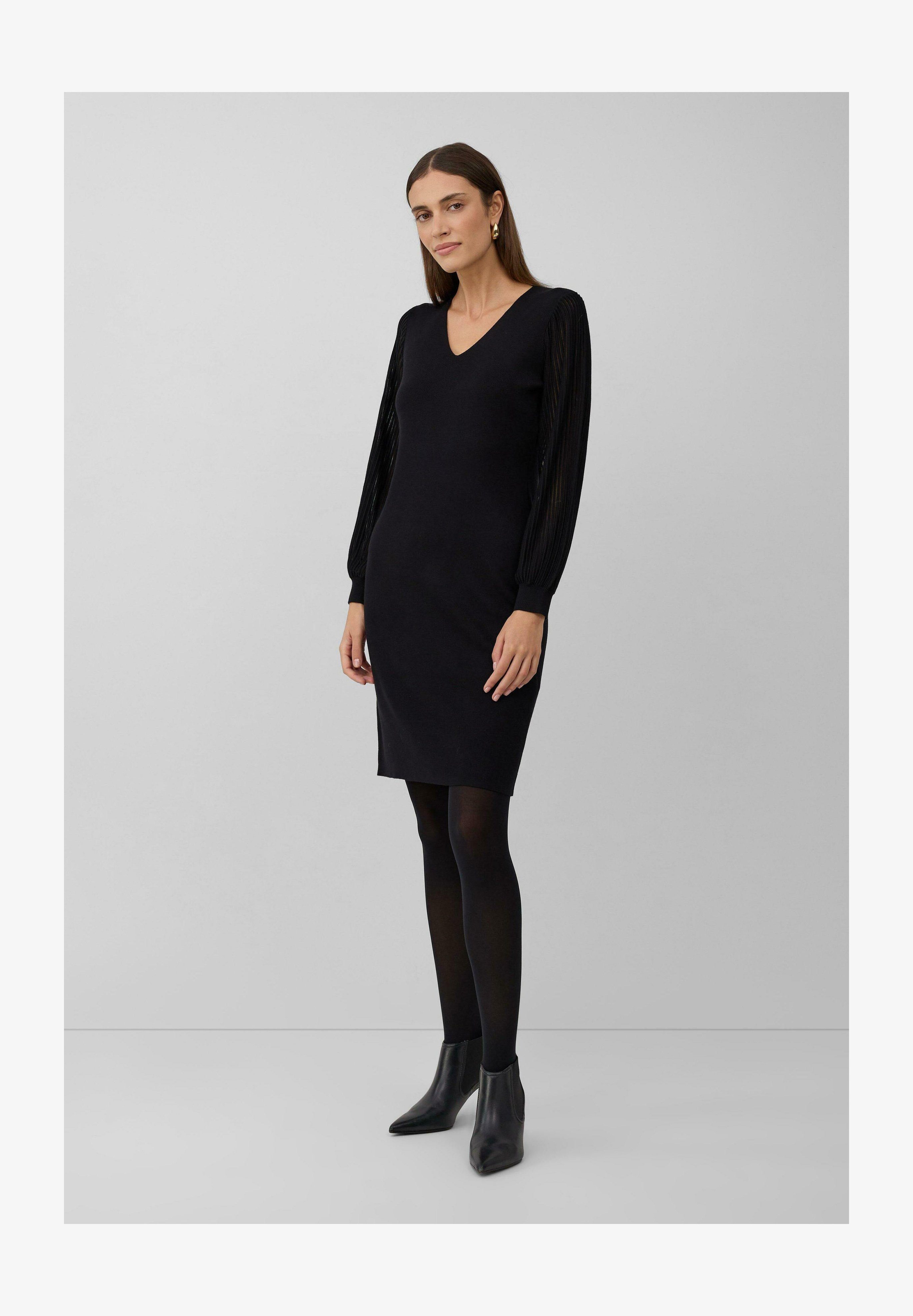 S.Oliver BLACK LABEL Abito Lungo Donna – Maniche Lunghe, Tessuto Scivoloso Con Motivo Allover
