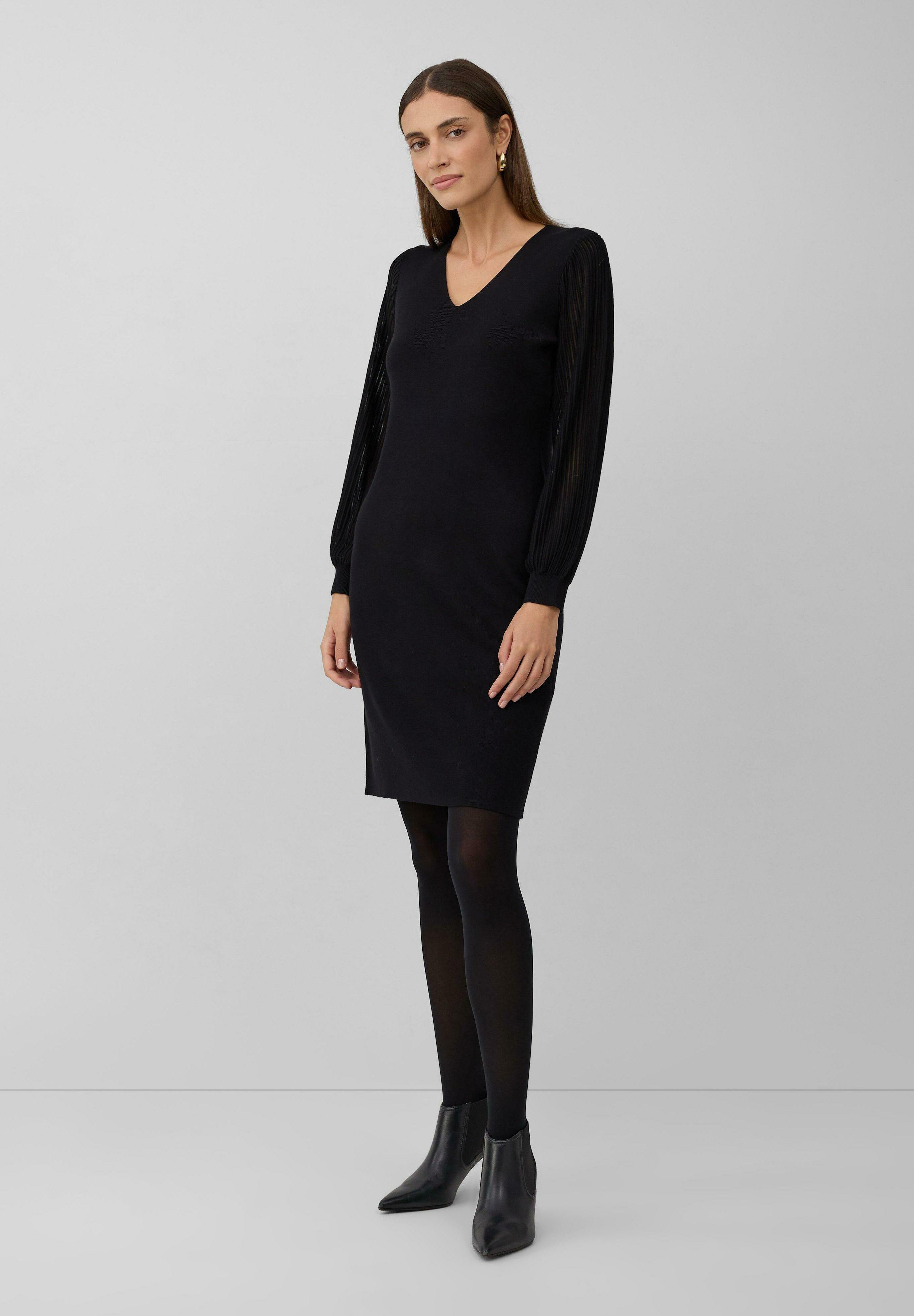 S.Oliver BLACK LABEL Abito Lungo Donna – Maniche Lunghe, Tessuto Scivoloso Con Motivo Allover