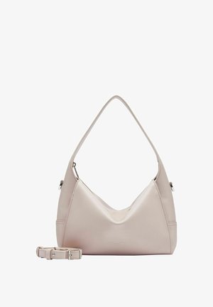 Hobo-Tasche aus weichem Blush-Leder, mit glatter Textur, abnehmendem Design und geschwungenem Griff; inklusive abnehmbarer Schulterriemen und dezentem Logo-Detail.