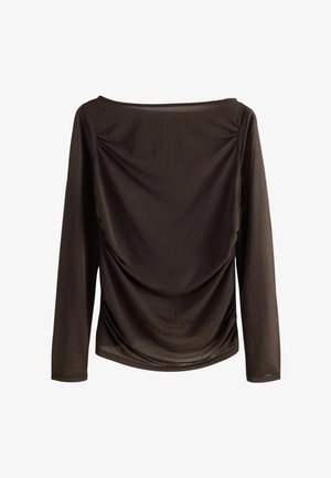 Next, LONG SLEEVED MESH SLASH NECK TOP - Blouse - chocolate brown