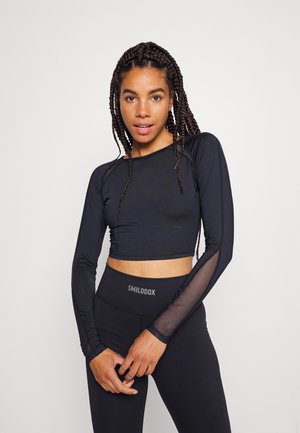 LONGSLEEVE ACTIVE WITH BACK DETAIL - Long sleeved top - black