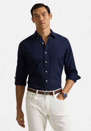 CUSTOM FIT GARMENT DYED DOBBY SHIRT - Button down-skjorte - navy