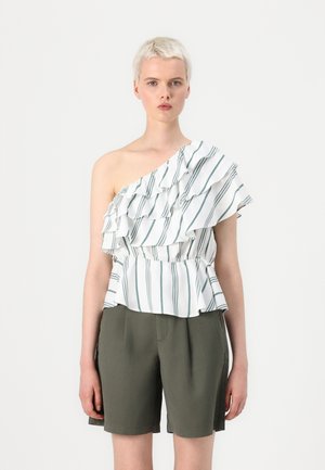 VMKIMMI ONE SHOULDER - Bluse - bright white/green