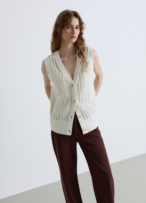 Calliope, MAGLIA TINTA UNITA - Waistcoat - bianco lana