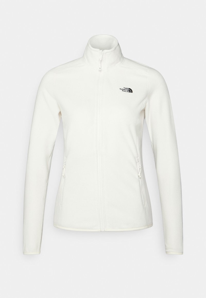 Biała kurtka z polaru z wysokim kołnierzem, pełnym zamkiem błyskawicznym i czarnym logo. Posiada długie rękawy oraz zapinane na zamek boczne kieszenie. Miękka w dotyku, dopasowany krój.