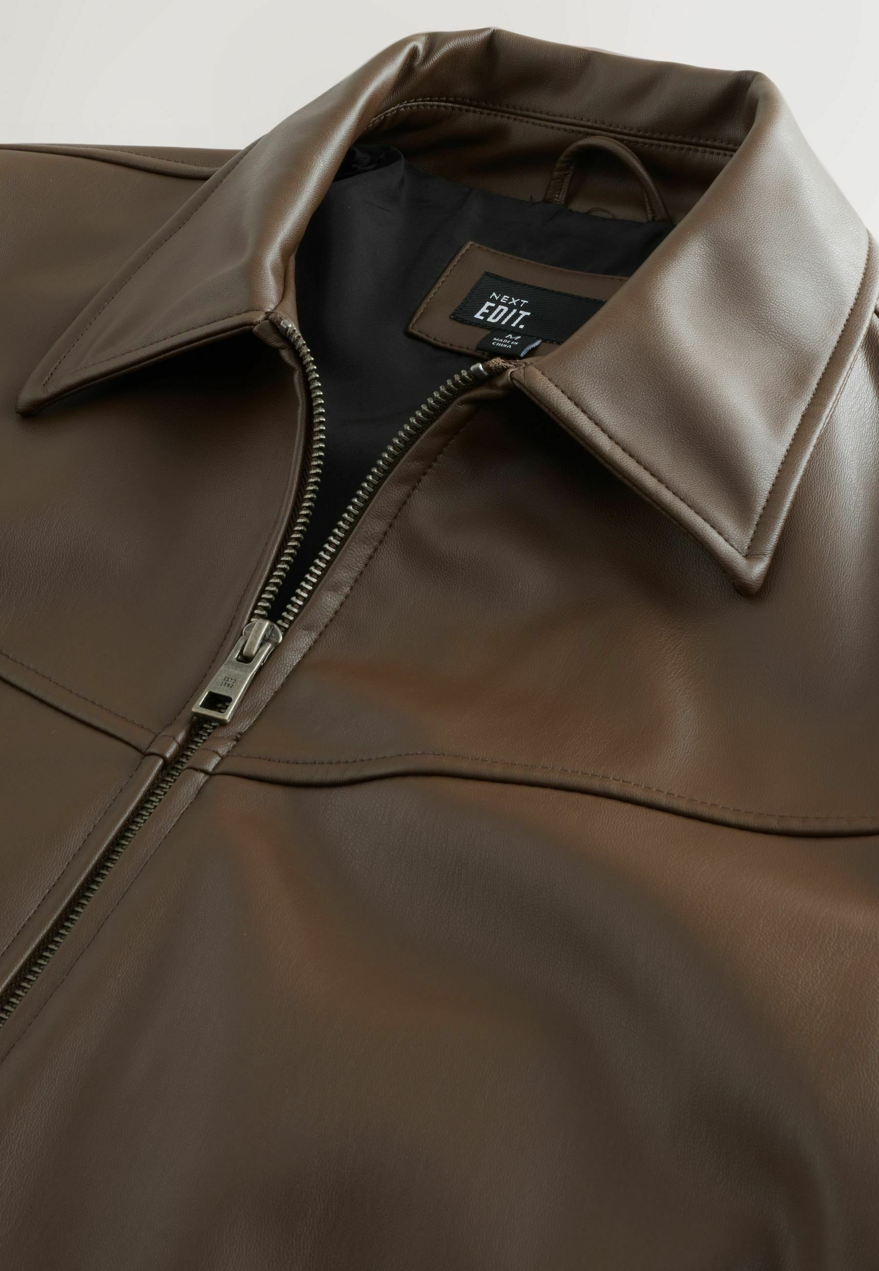 Next REGULAR FIT - EDIT - Faux leather jacket - brown - Zalando