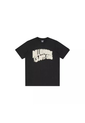 Black short-sleeve T-shirt with white "Billionaire Boys Club" text and an astronaut helmet graphic below the text on the front.