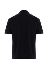 Polo shirt blu navy in un morbido tessuto testurizzato. Presenta un colletto classico e maniche corte, senza loghi o fantasie visibili.