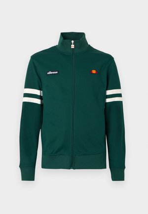 Roheline polüestrist lukuga jakk. Omadusteks on kõrge krae, valged triibud varrukatel ja vasakul rinnal tikitud logo. Pehme tekstuur.